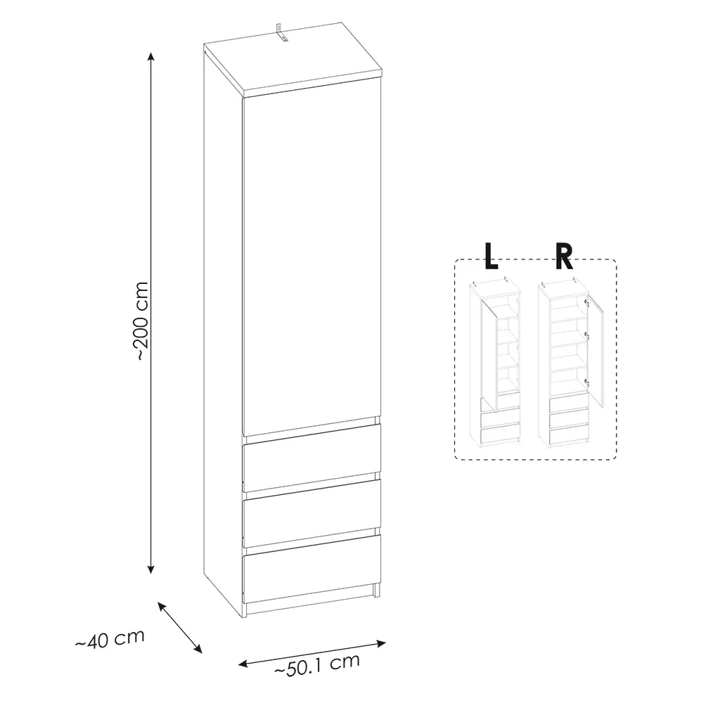 Lomadox Aktenschrank Regalschrank in Eiche Nb. FORTALEZA-129, B/H/T ca. 50,1/200/40 cm Letzte 2 Tage