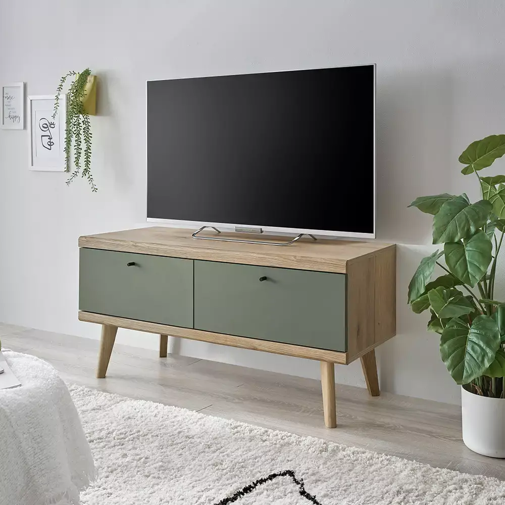 Lomadox Anbauwand in Eiche mit grün AVEZZANO-61 Modern 4-teilig Zeitbegrenzte Promotion