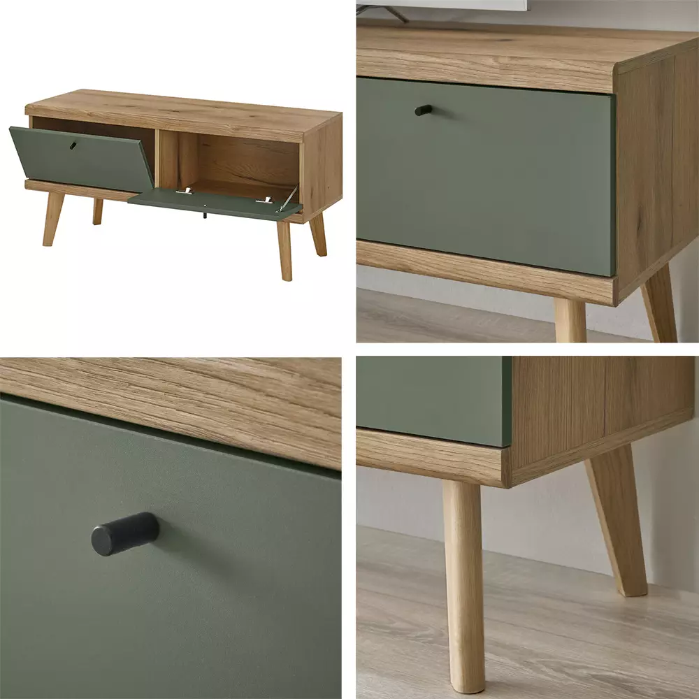 Lomadox Anbauwand in Eiche mit grün AVEZZANO-61 Modern 4-teilig Zeitbegrenzte Promotion