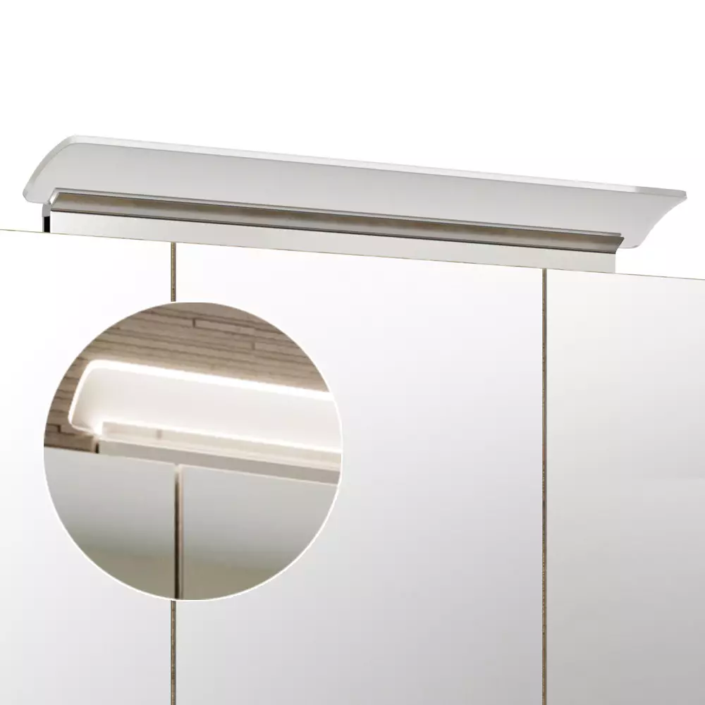 Lomadox Badezimmer Spiegelschrank 140cm NEWLAND-02 inkl. Aufbau-LED-Acryllampe, anthrazit Seidenglanz, B/H/T: 140/68,5/17-23cm Nur noch ein Tag übrig