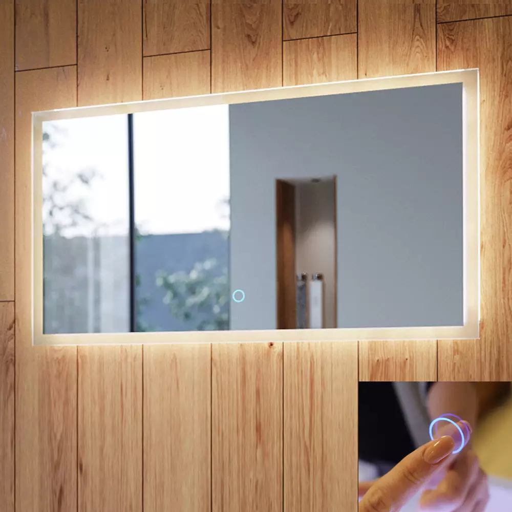 Lomadox LED Spiegel 140cm mit Touch Bedienung B x H x T ca. : 140 x 60 x 3,2 cm