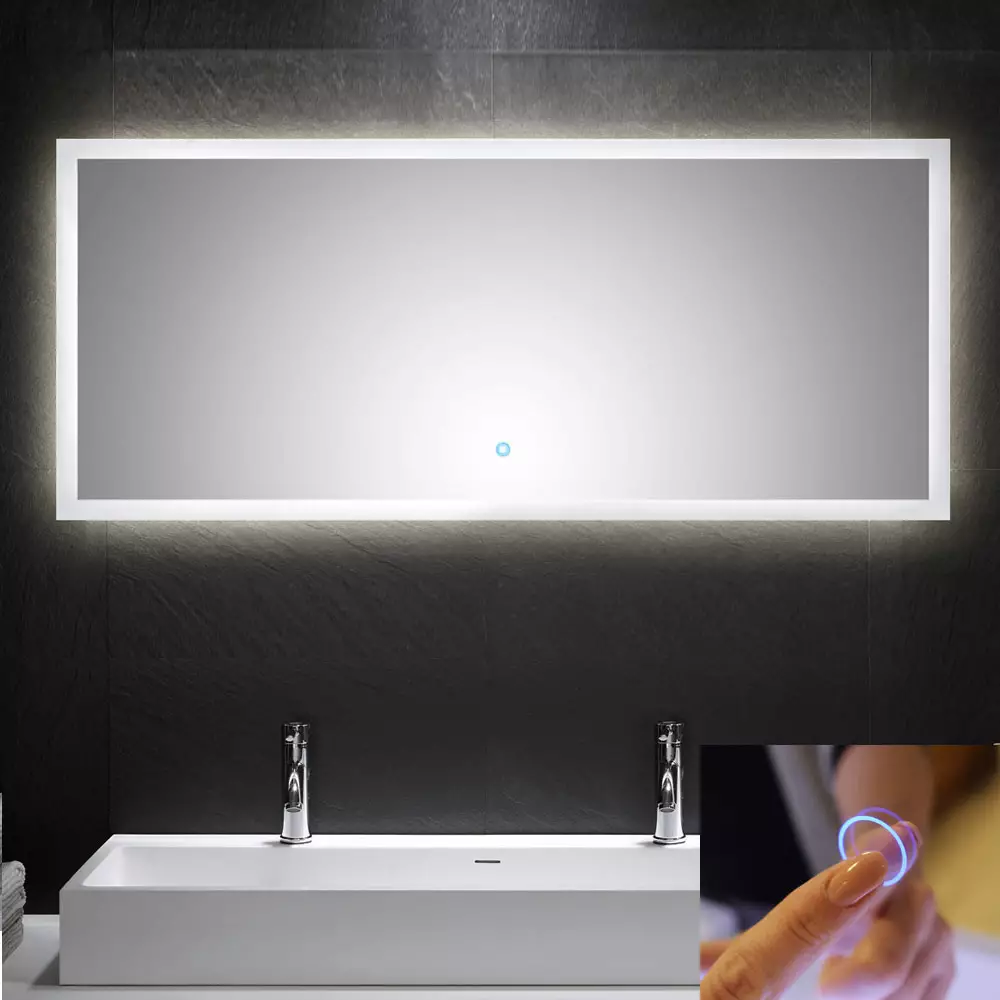 Lomadox LED Spiegel 140cm mit Touch Bedienung B x H x T ca. : 140 x 60 x 3,2 cm Kostenloser Versand international