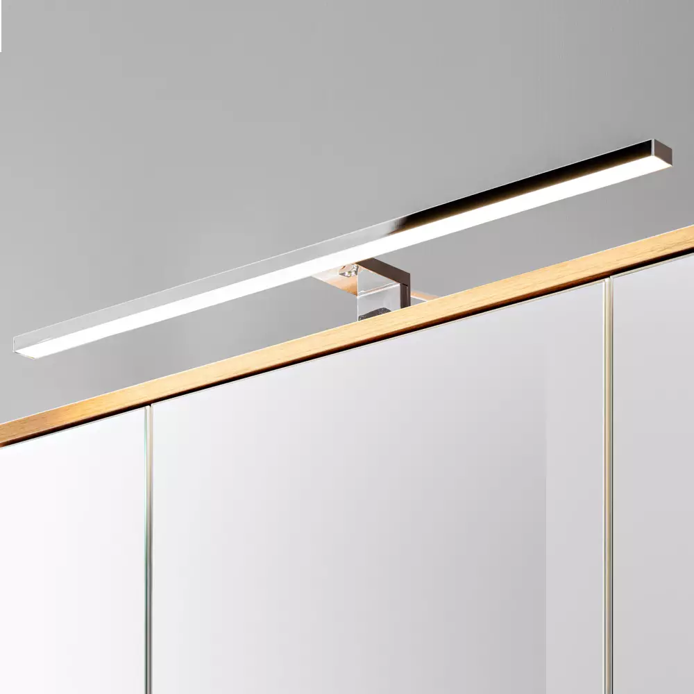 Lomadox Spiegelschrank 100cm mit LED-Beleuchtung SOLNA-56 weiß mit Wotaneiche B/H/T ca. 100/74/20 cm Begrenzt auf 3 Tage