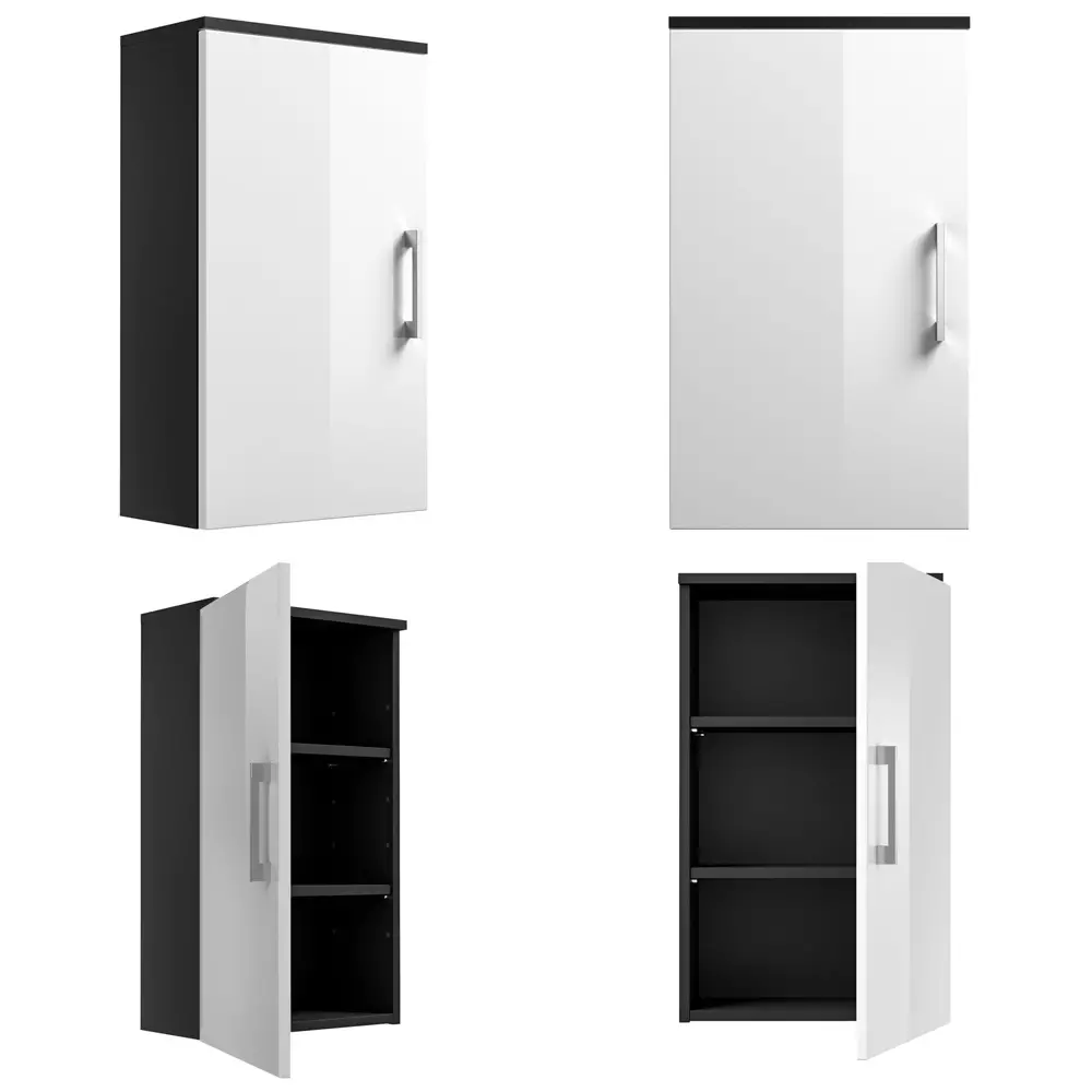Lomadox Hängeschrank RIMAO-100 Hochglanz weiß, anthrazit, B x H x T ca.: 40 x 68 x 20 cm