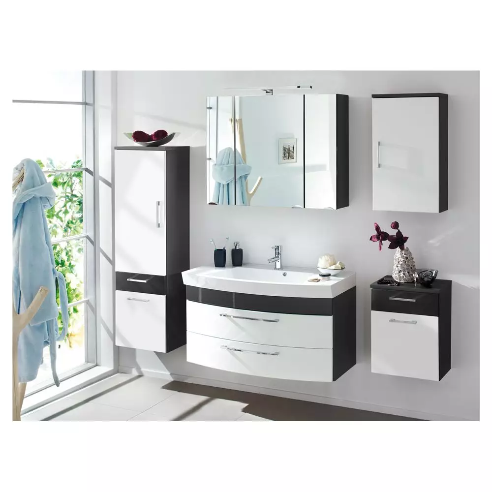 Lomadox Hängeschrank RIMAO-100 Hochglanz weiß, anthrazit, B x H x T ca.: 40 x 68 x 20 cm Im Verkauf