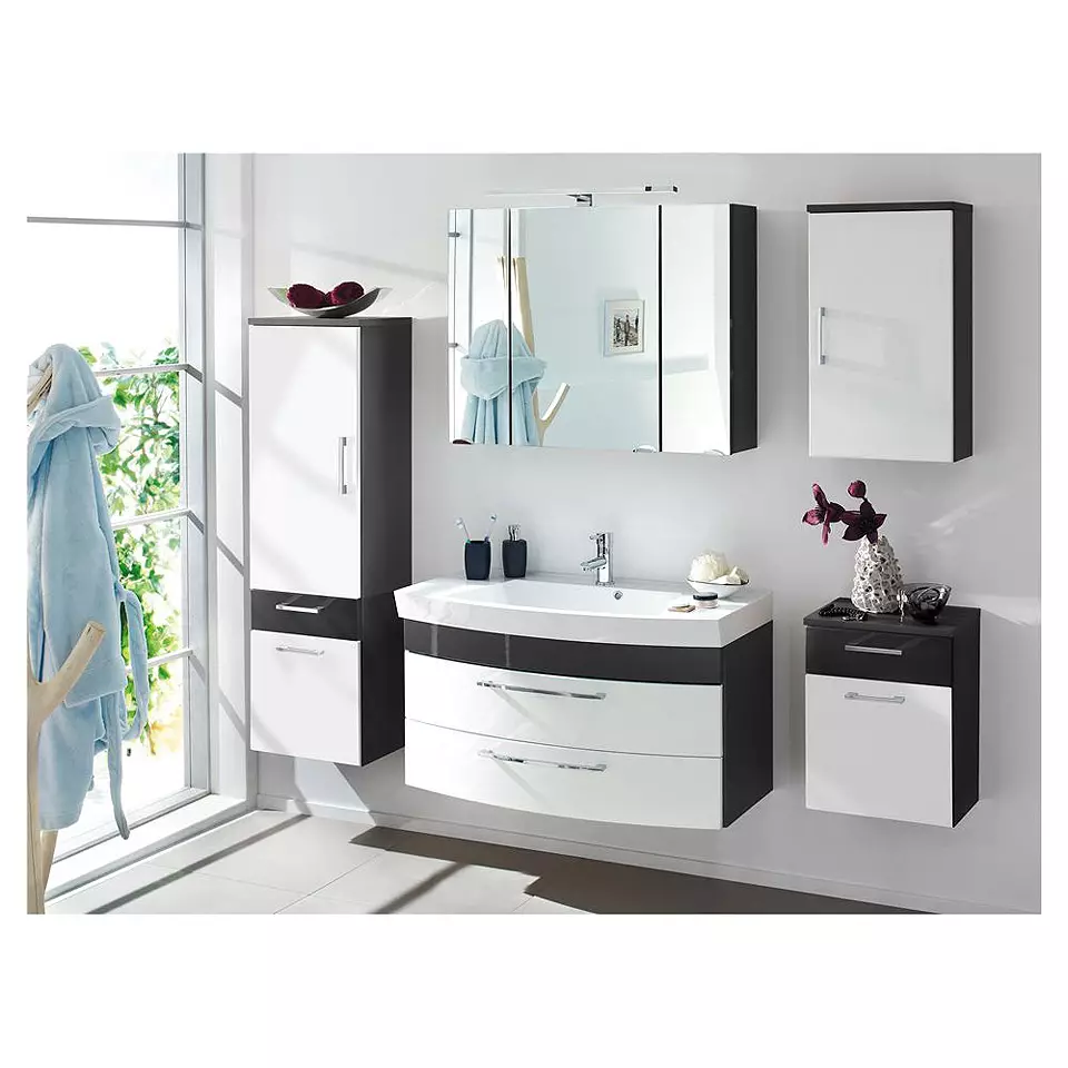Lomadox Hängeschrank RIMAO-100 Hochglanz weiß, anthrazit, B x H x T ca.: 40 x 68 x 20 cm Im Verkauf