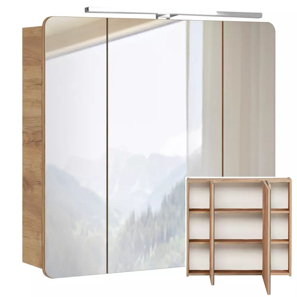 Lomadox Bademöbel Set LUTON-56-CRAFT, Wotan Eiche Nb., B/H/T ca. 130/200/46 cm Outlet