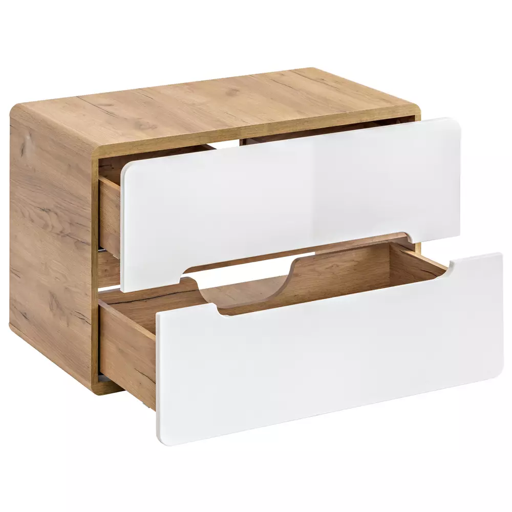 Lomadox Badezimmer Komplett-Set Hochglanz weiß, Wotan Eiche Nb. LUTON-56 Keramik-Waschtisch, LED-Spiegelschrank B/H/T ca. 180/200/46 cm Verkauf