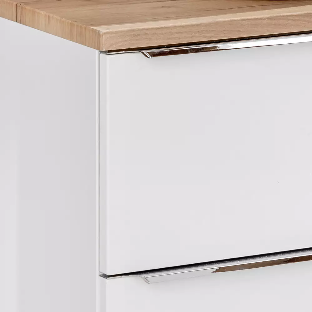 Lomadox Badezimmer Set weiß Hochglanz mit Keramik-Doppel-Waschtisch TOSKANA-56 LED-Touch-Spiegel, BxHxT ca. 260/190/46cm Großer Ausverkauf