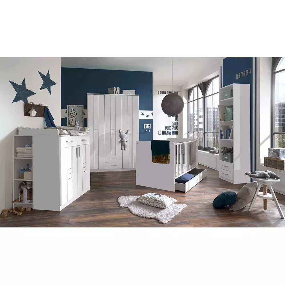Lomadox Babyzimmer Möbel Serie in weiß BEELEN-43 - selbst zusammenstellen