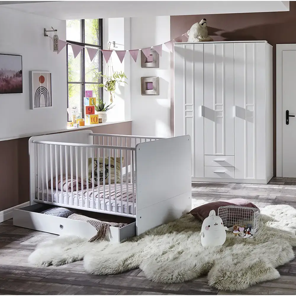 Lomadox Babyzimmer Möbel Serie in weiß BEELEN-43 - selbst zusammenstellen Online Shopping