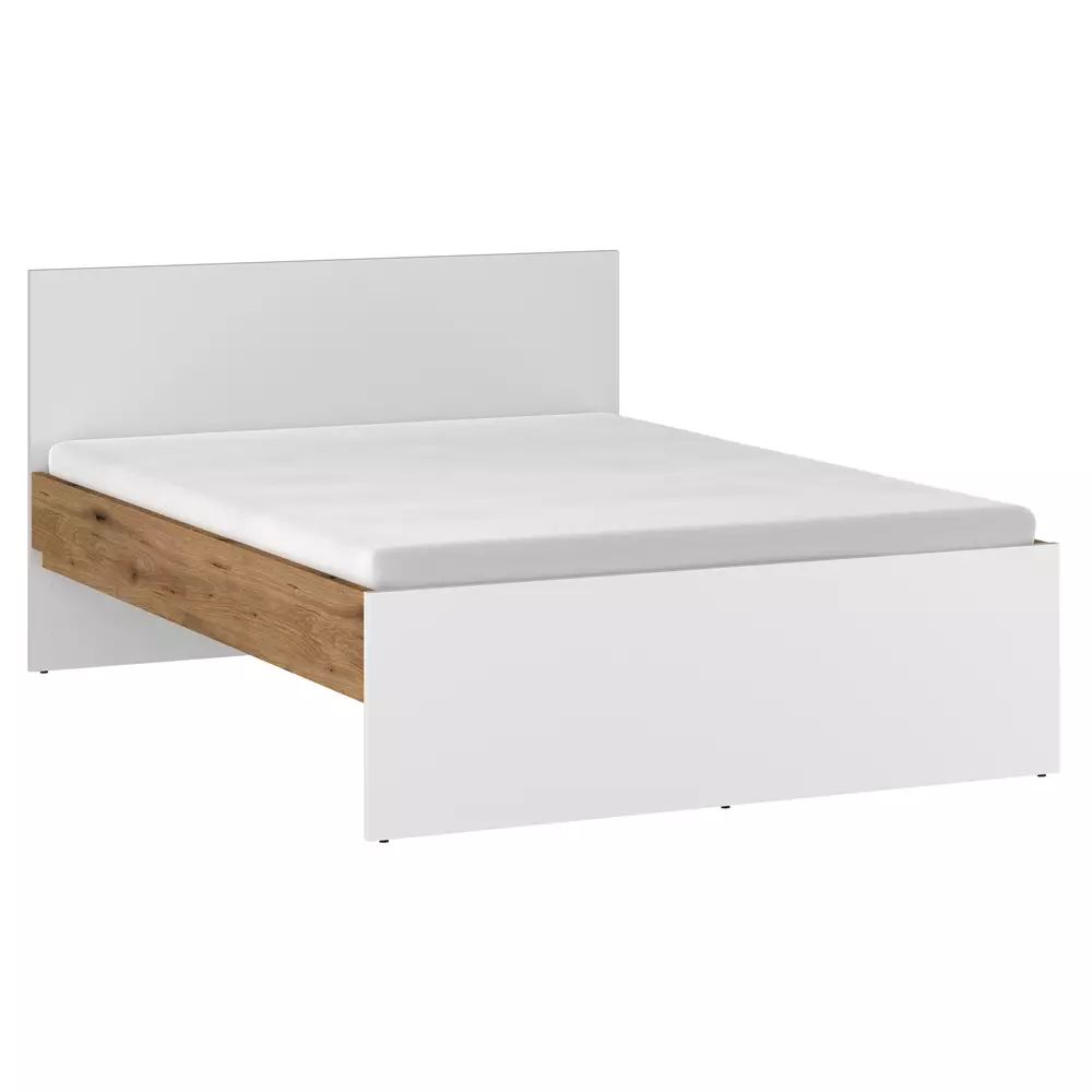Lomadox Bett 120x200 cm weiß mit Eiche RISBY-129