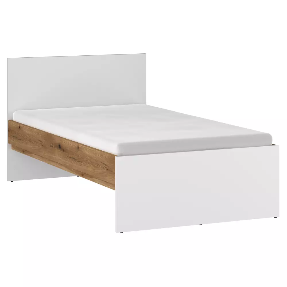 Lomadox Bett 90x200 cm weiß mit Eiche RISBY-129