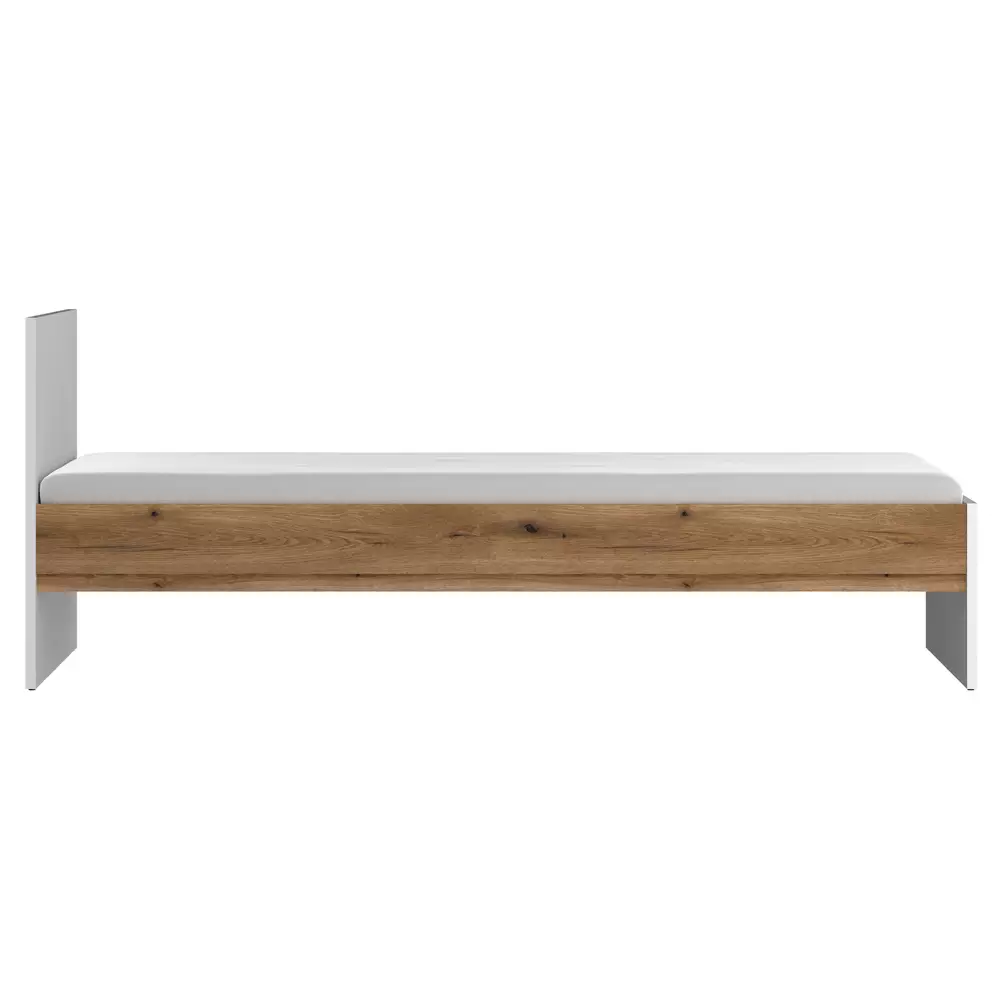 Lomadox Bett 90x200 cm weiß mit Eiche RISBY-129 Valentinstagsangebot