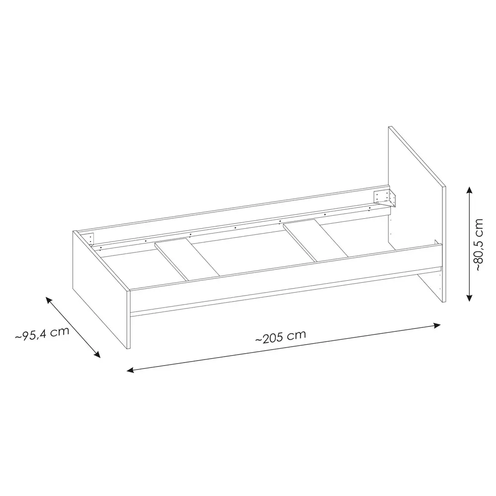 Lomadox Bett 90x200 cm weiß mit Eiche RISBY-129 Valentinstagsangebot