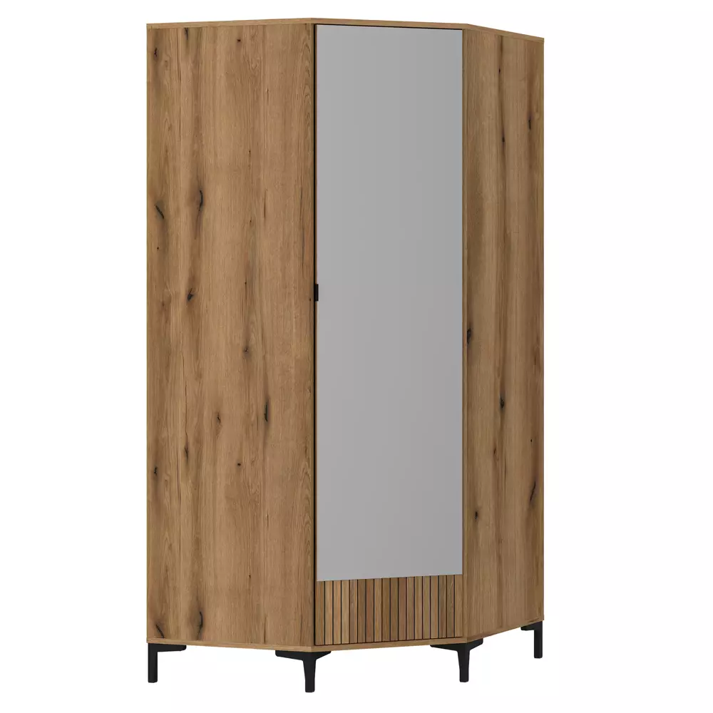 Lomadox Eckkleiderschrank Eiche mit Spiegel RISBY-129