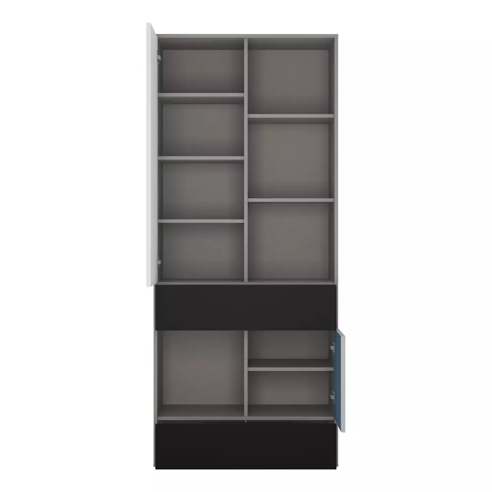 Lomadox Jugendzimmer Bücherregal LIIVA-129 in grau mit schwarz, weiß, blau, B/H/T: ca. 83,7/197/40 cm Zeitlich begrenztes Angebot