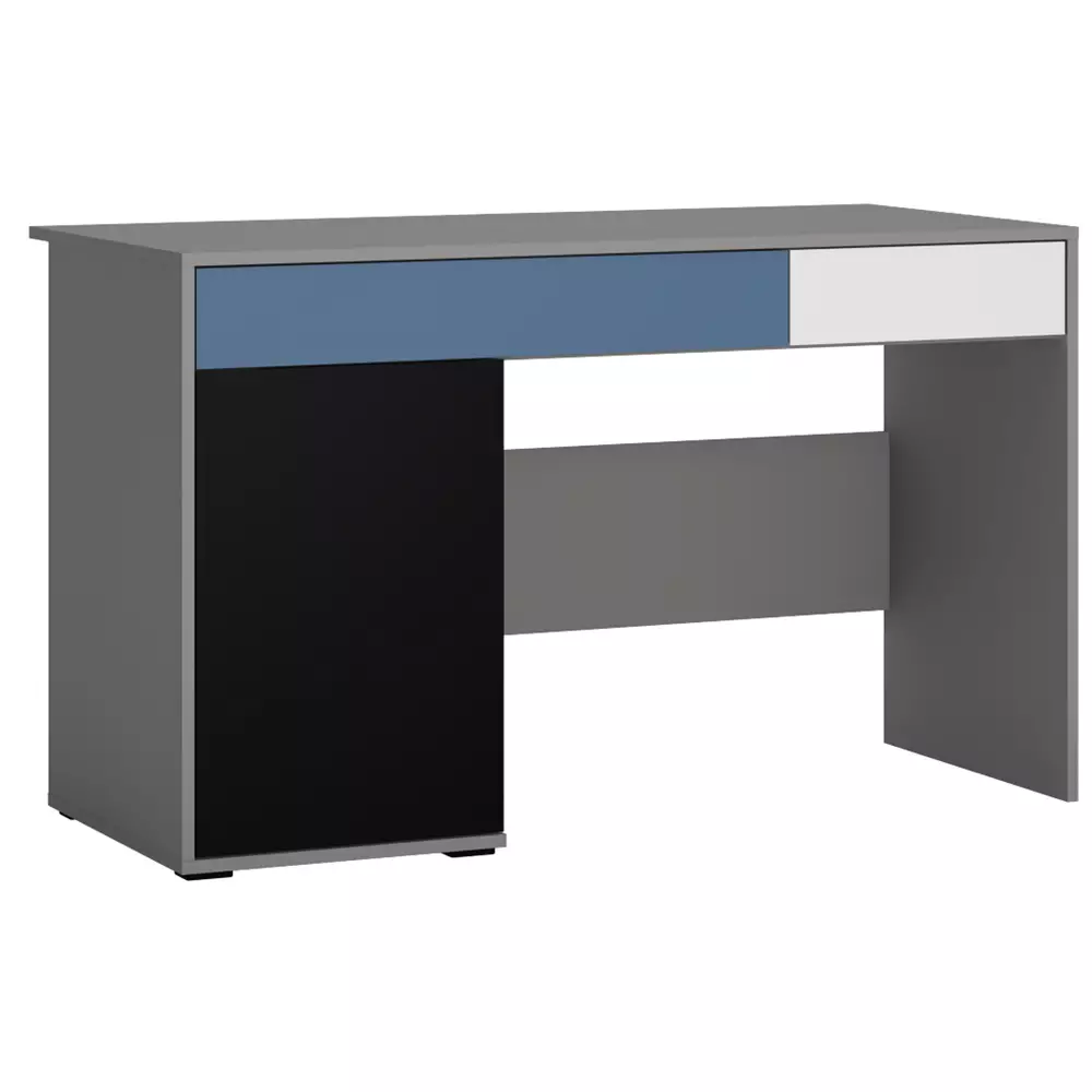 Lomadox Jugendzimmer Schreibtisch LIIVA-129 in grau mit schwarz, weiß, blau, B/H/T: ca. 124,4/76/60,1 cm