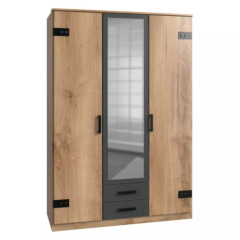 Lomadox Jugendzimmer Set 6-teilig mit Bett 140cm 2 Bettschubkästen Kleiderschrank EVERTON-43 Schreibtisch mit Rollcontainer Große Rabatte