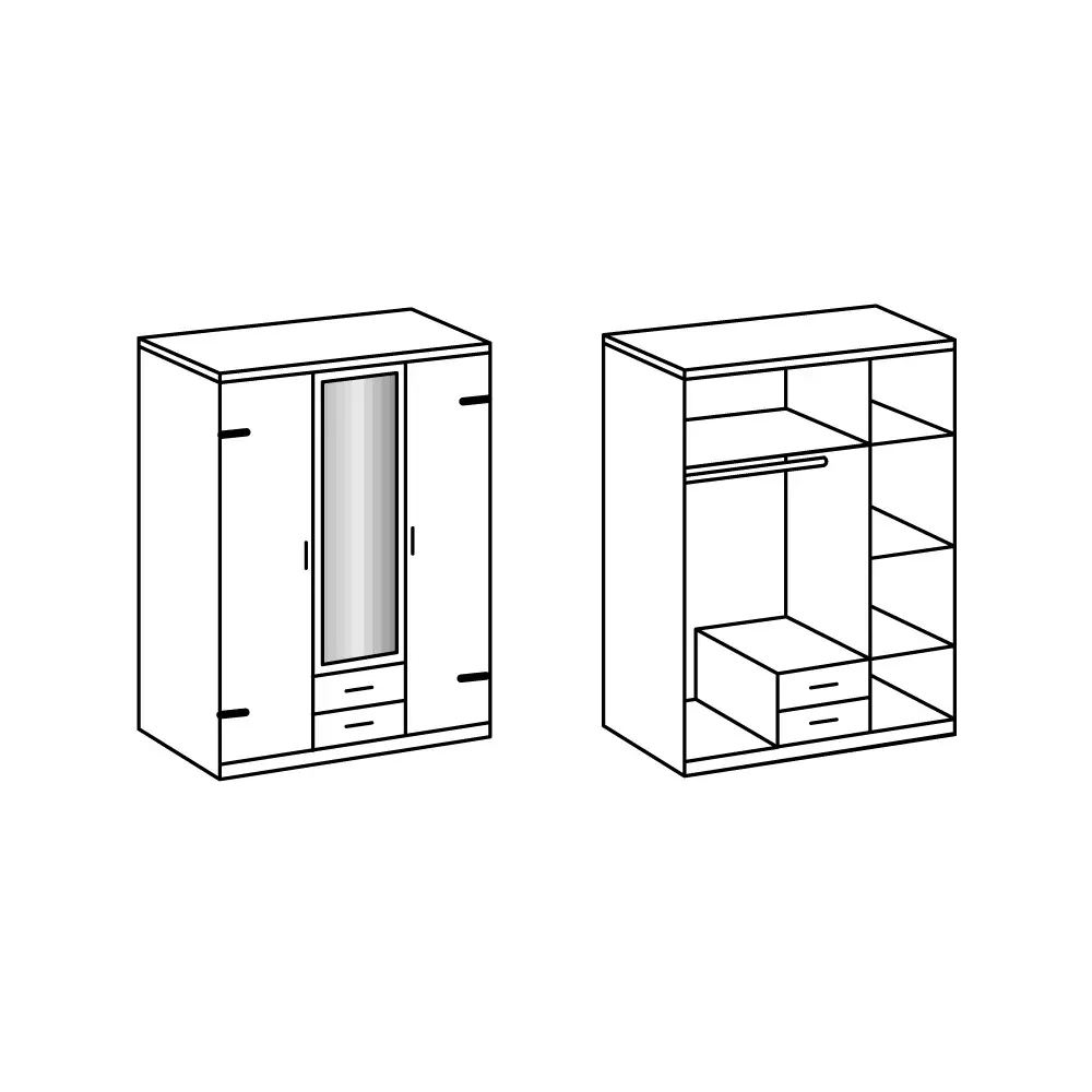 Lomadox Jugendzimmer Set 6-teilig mit Bett 140cm 2 Bettschubkästen Kleiderschrank EVERTON-43 Schreibtisch mit Rollcontainer Große Rabatte