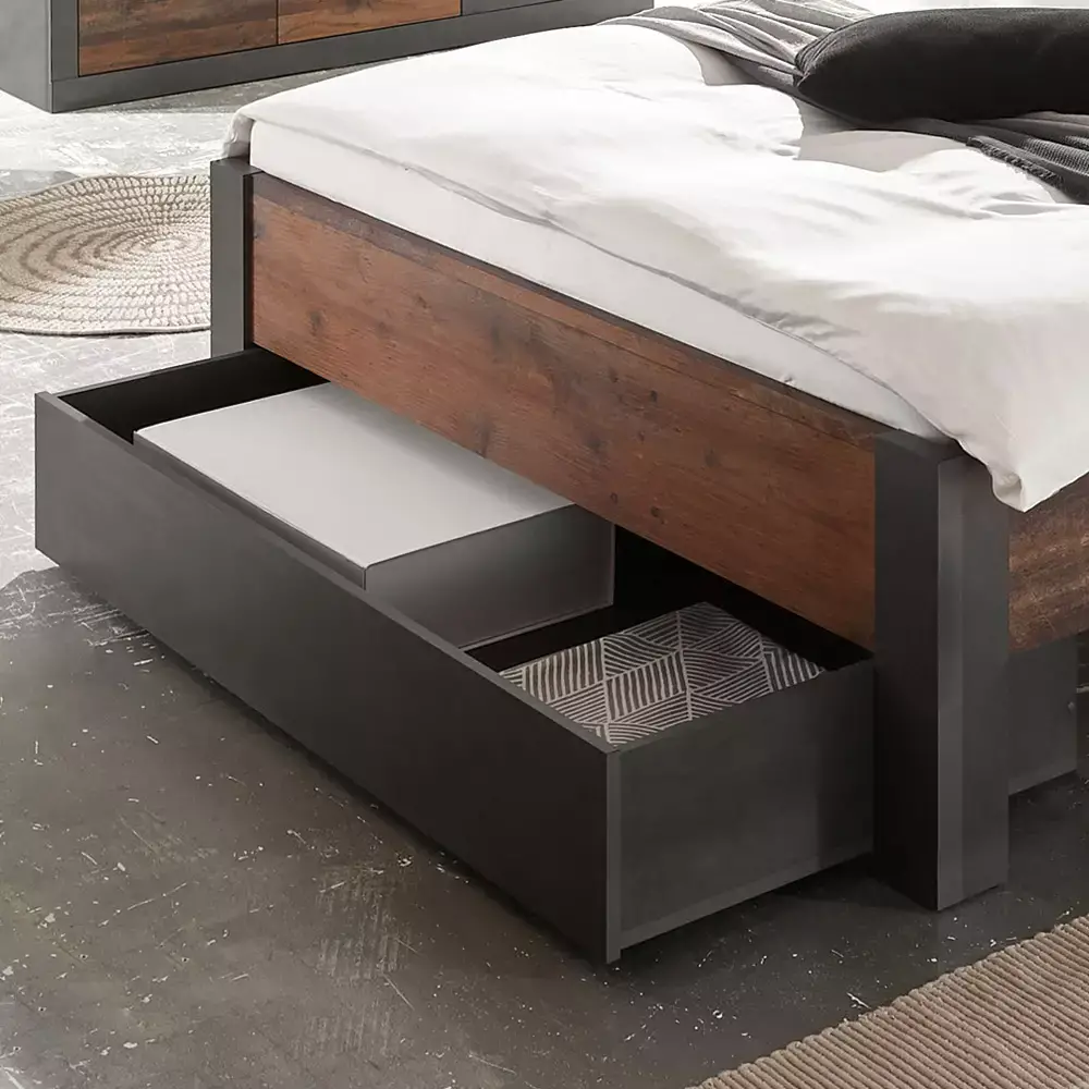 Lomadox Schlafzimmer Komplett Set BERLIN-S-61 im Industrial Look, Matera anthrazit/grau mit Old Mix Dekor Tiefpreis