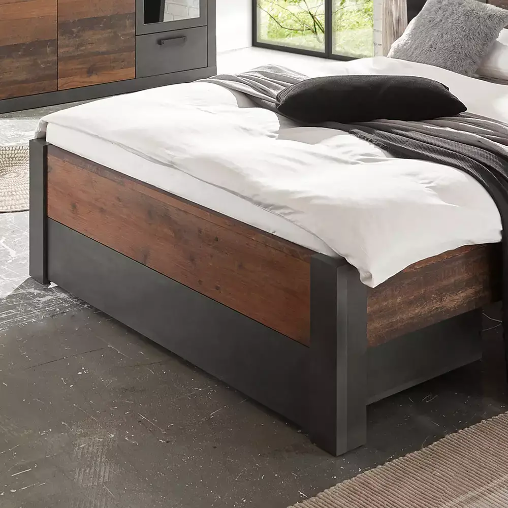 Lomadox Schlafzimmer Komplett Set BERLIN-S-61 im Industrial Look, Matera anthrazit/grau mit Old Mix Dekor Tiefpreis