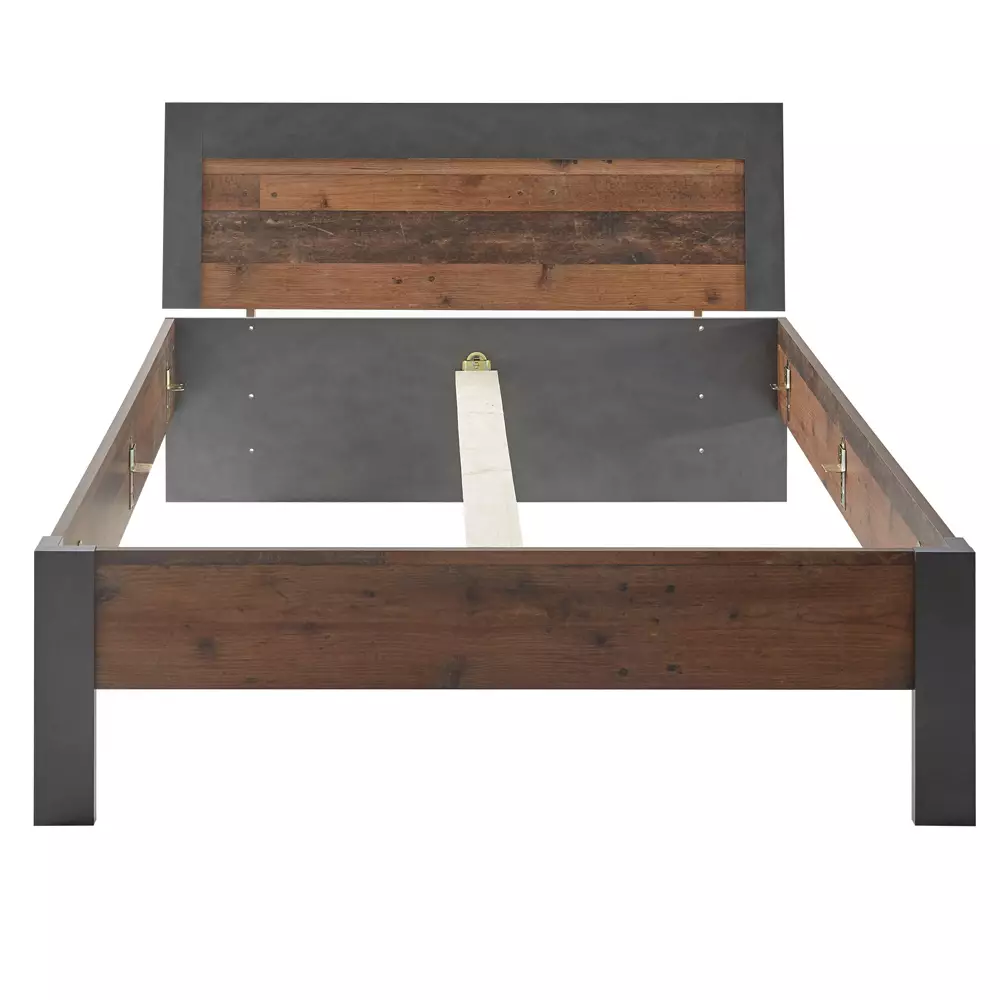 Lomadox Schlafzimmer Set Industrial Look BERLIN-S-61 Liegefläche 140x200 cm, in Old Mix Dekor mit Matera anthrazit/grau, BxHxT ca. 211x45x205 cm Super Sparpreis