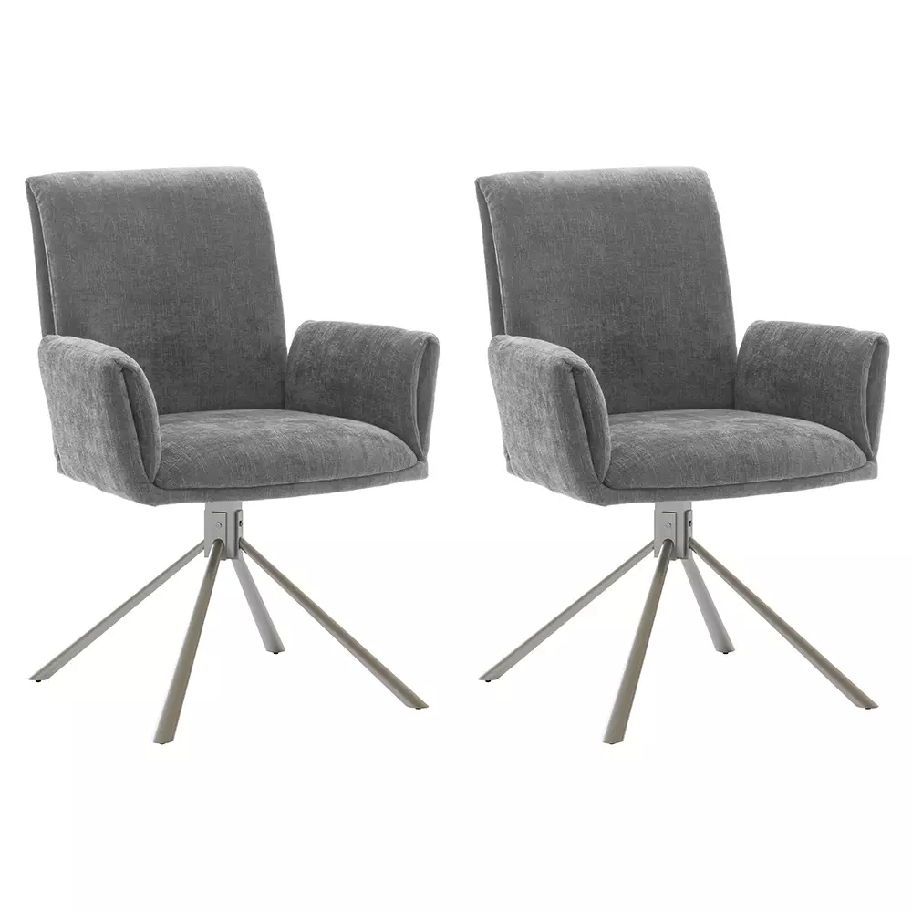 Lomadox Armlehnenstühle Esszimmer 2er Set in grau SVELVIK-05, B/H/T ca. 61/86/63 cm