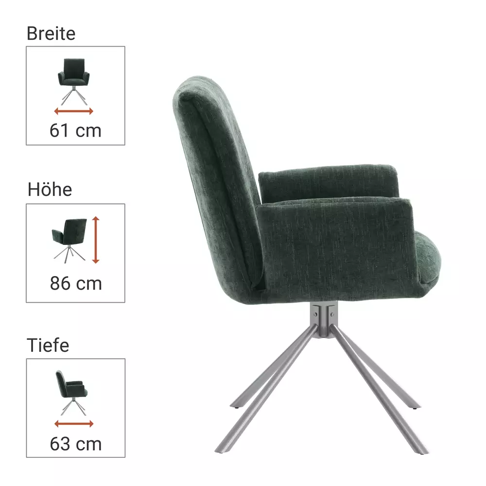 Lomadox Armlehnenstühle Esszimmer 2er Set in olive SVELVIK-05, B/H/T ca. 61/86/63 cm Zeitbegrenzte Promotion