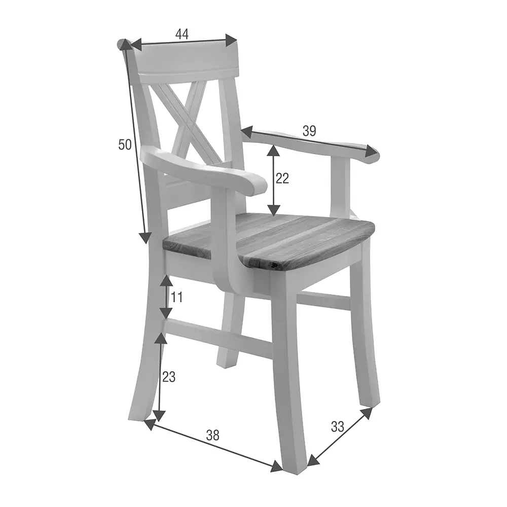 Lomadox Armlehnstuhl, Kiefer weiß mit Eiche, ESBJERG-69 Sonderangebot der Fabrik