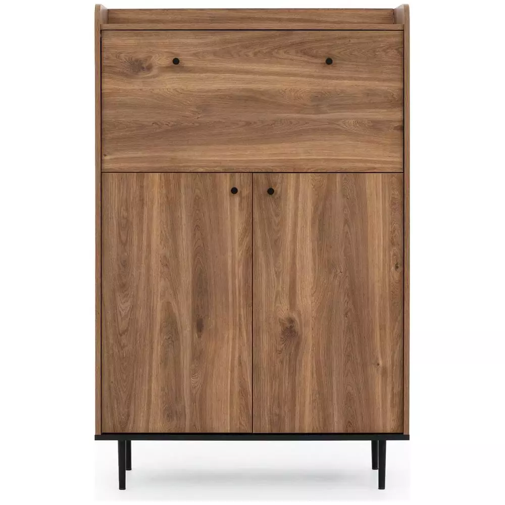 Lomadox Barschrank in Eiche Nb. VAREDO-132 Wohnzimmer Möbel im modernen Vintage Design, B/H/T ca. 90/140/40 cm Clearance-Verkauf