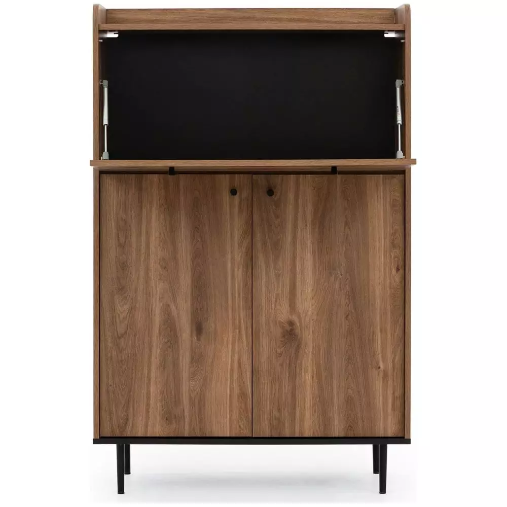 Lomadox Barschrank in Eiche Nb. VAREDO-132 Wohnzimmer Möbel im modernen Vintage Design, B/H/T ca. 90/140/40 cm Clearance-Verkauf