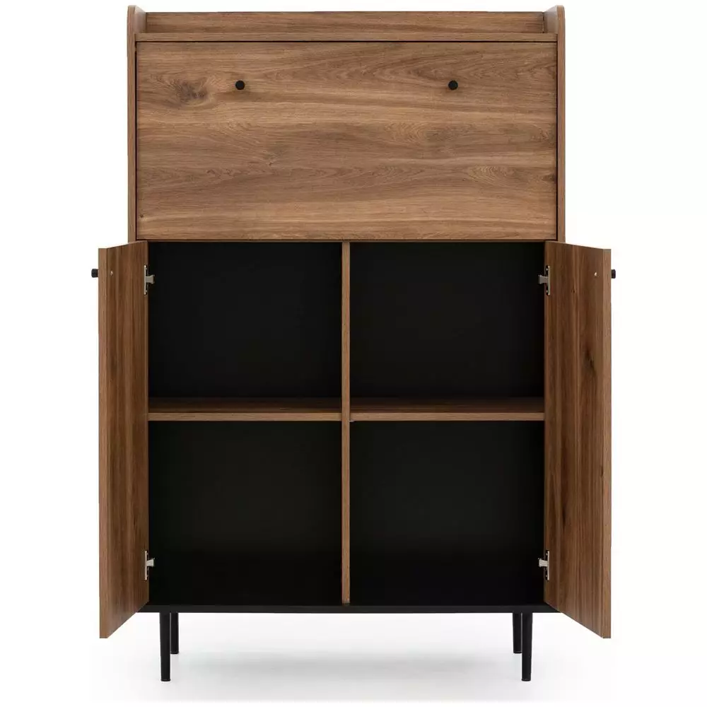 Lomadox Barschrank in Eiche Nb. VAREDO-132 Wohnzimmer Möbel im modernen Vintage Design, B/H/T ca. 90/140/40 cm Clearance-Verkauf