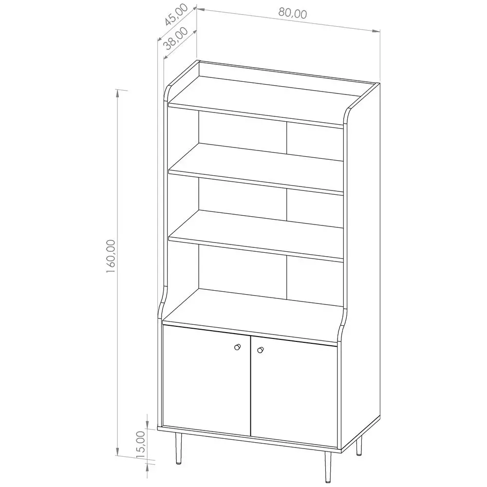 Lomadox Bücherregal Schrank in Eiche Nb. VAREDO-132 Wohnzimmer Möbel im modernen Vintage Design, B/H/T ca. 80/160/45 cm Kostenloser Versand international