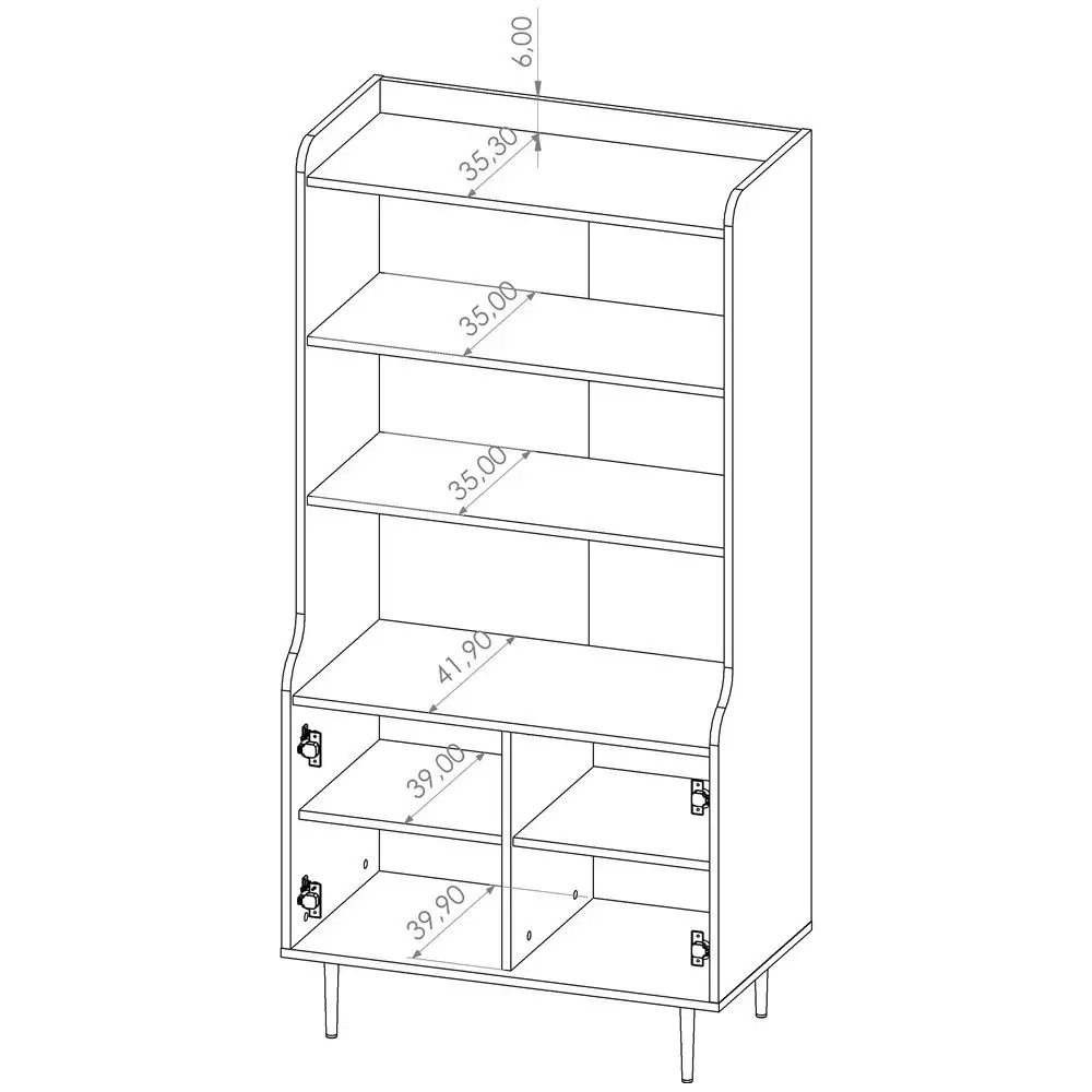 Lomadox Bücherregal Schrank in Eiche Nb. VAREDO-132 Wohnzimmer Möbel im modernen Vintage Design, B/H/T ca. 80/160/45 cm Kostenloser Versand international