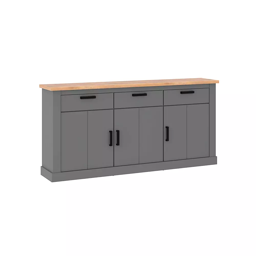 Lomadox Buffetschrank, anthrazit mit Eiche, PADBORG-129 Black Friday Preise