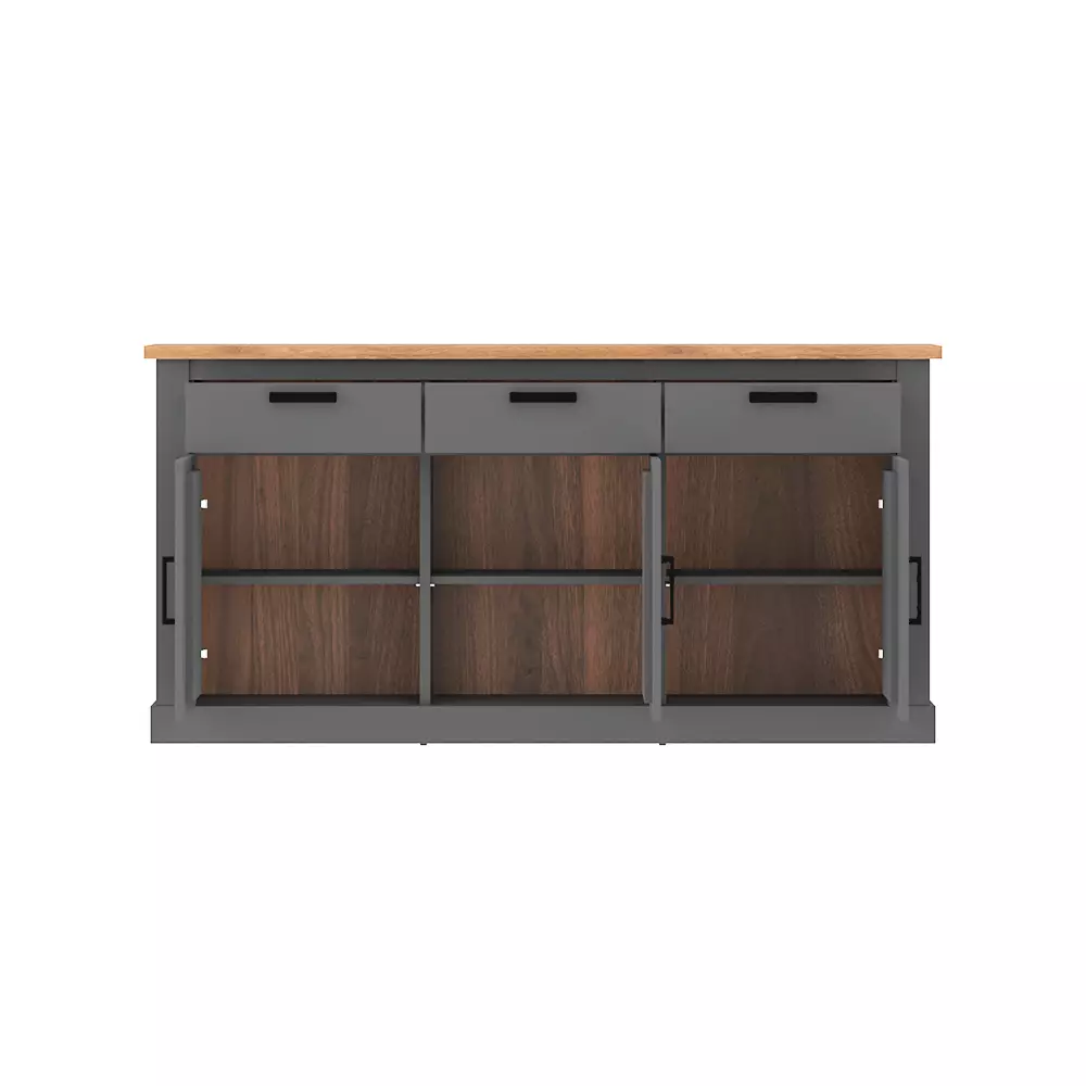 Lomadox Buffetschrank, anthrazit mit Eiche, PADBORG-129 Black Friday Preise