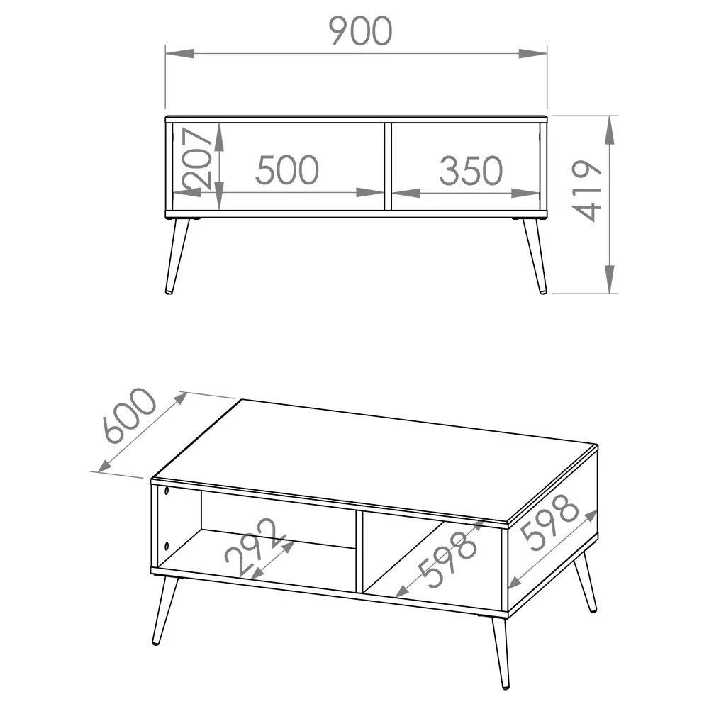 Lomadox Couchtisch in weiß Hochglanz mit goldfarbenen Füßen GUBIN-131, B/H/T: ca. 90/42/60 cm zollfrei