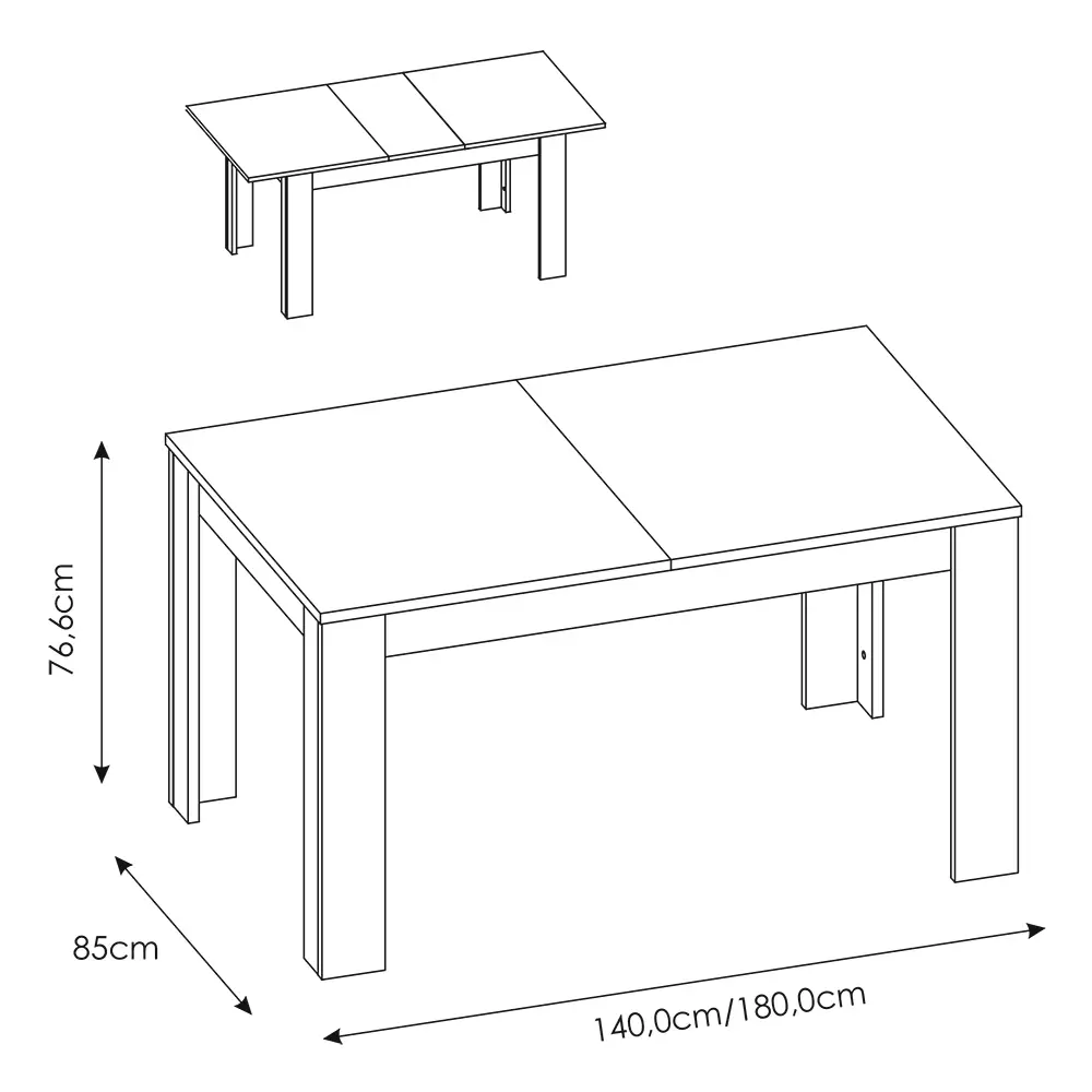 Lomadox Esstisch 140 cm, ausziehbar auf 180cm, in weiß LYNDHURST-129, B/H/T ca. 140-180/77/85 cm Outlet