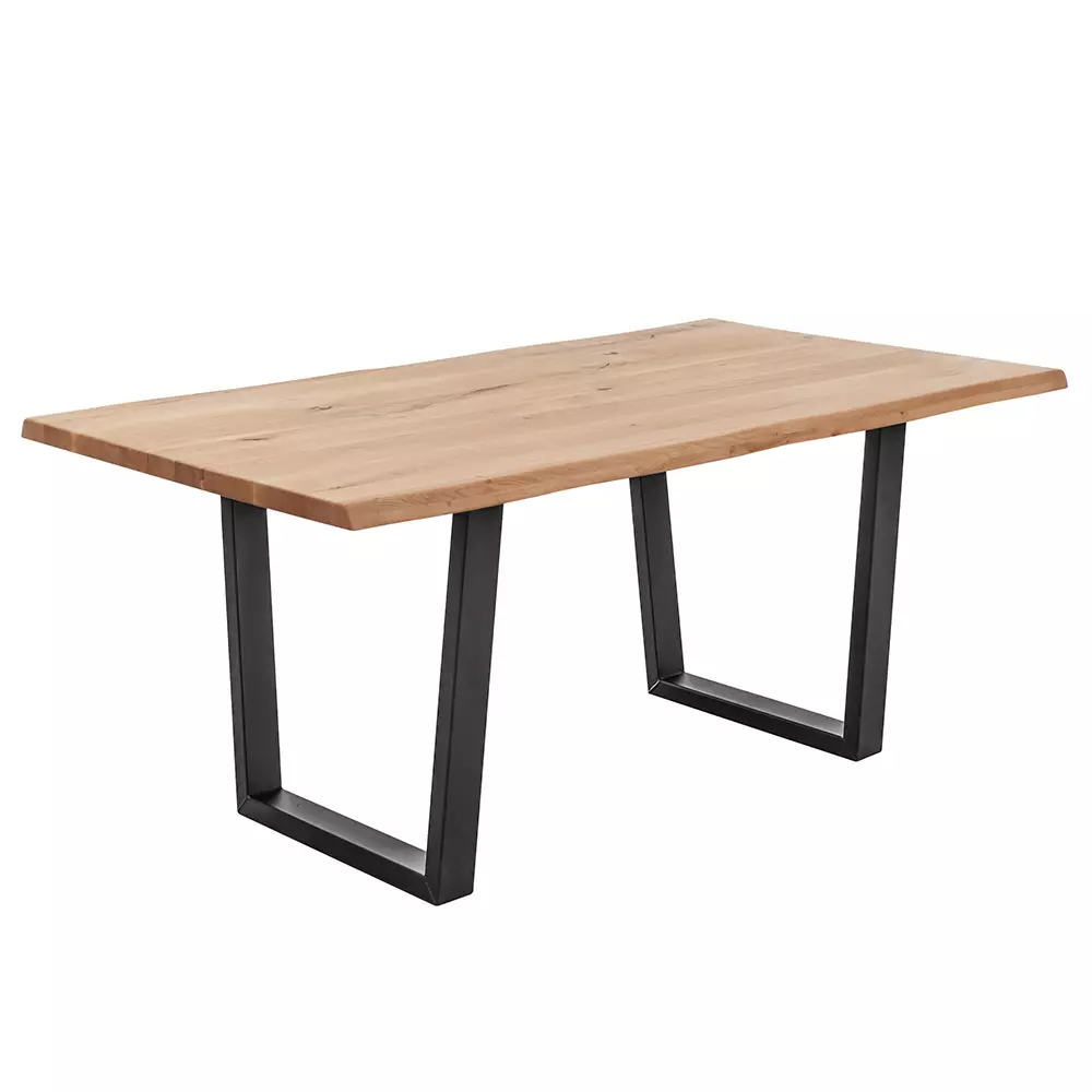 Lomadox Esstisch 180x100cm, Eiche massiv geölt mit Baumkante, NEWBURGH-119