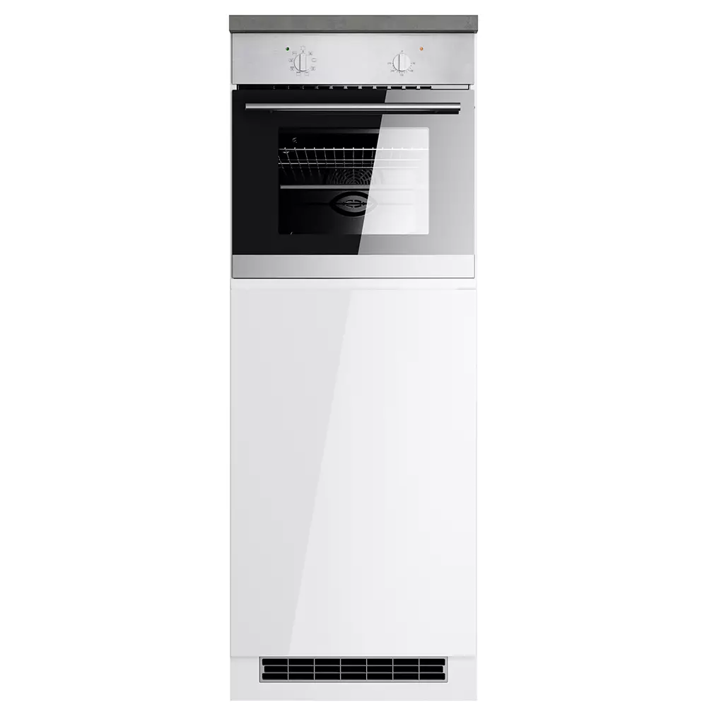 Lomadox Backofen-Umbauschrank 60 cm in Hochglanz weiß, Arbeitsplatte Betonoptik MARSEILLE-03 Blitzverkäufe
