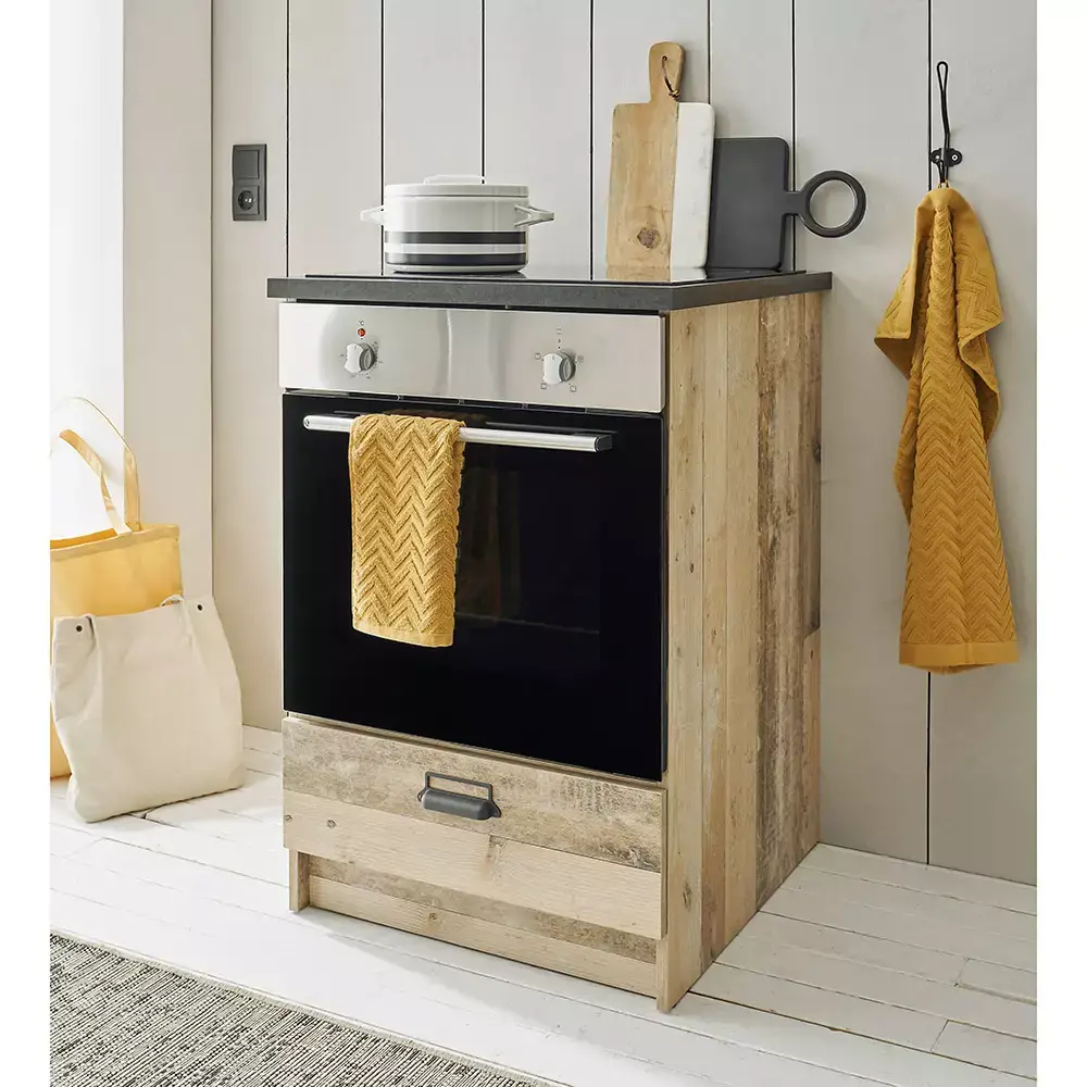 Lomadox Einbauherdschrank SHELTON-61 in Old Style hell mit anthrazit