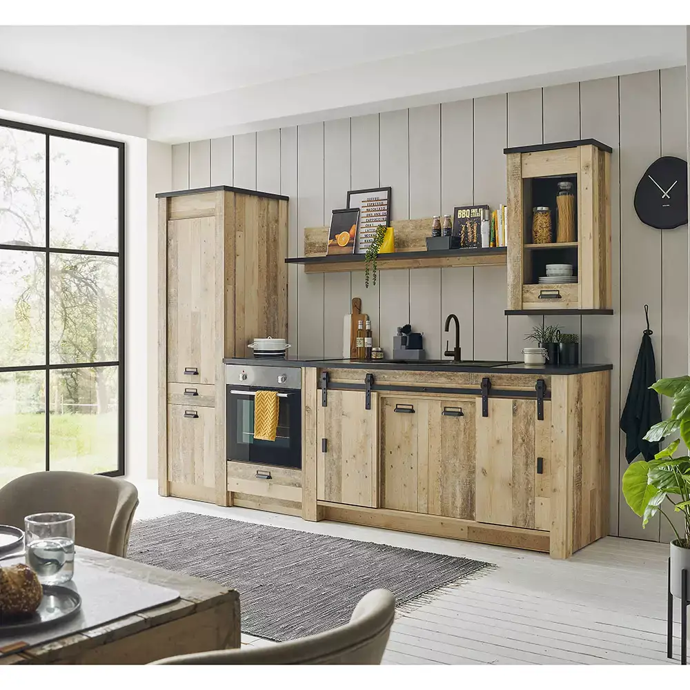 Lomadox Einbauherdschrank SHELTON-61 in Old Style hell mit anthrazit Günstig kaufen