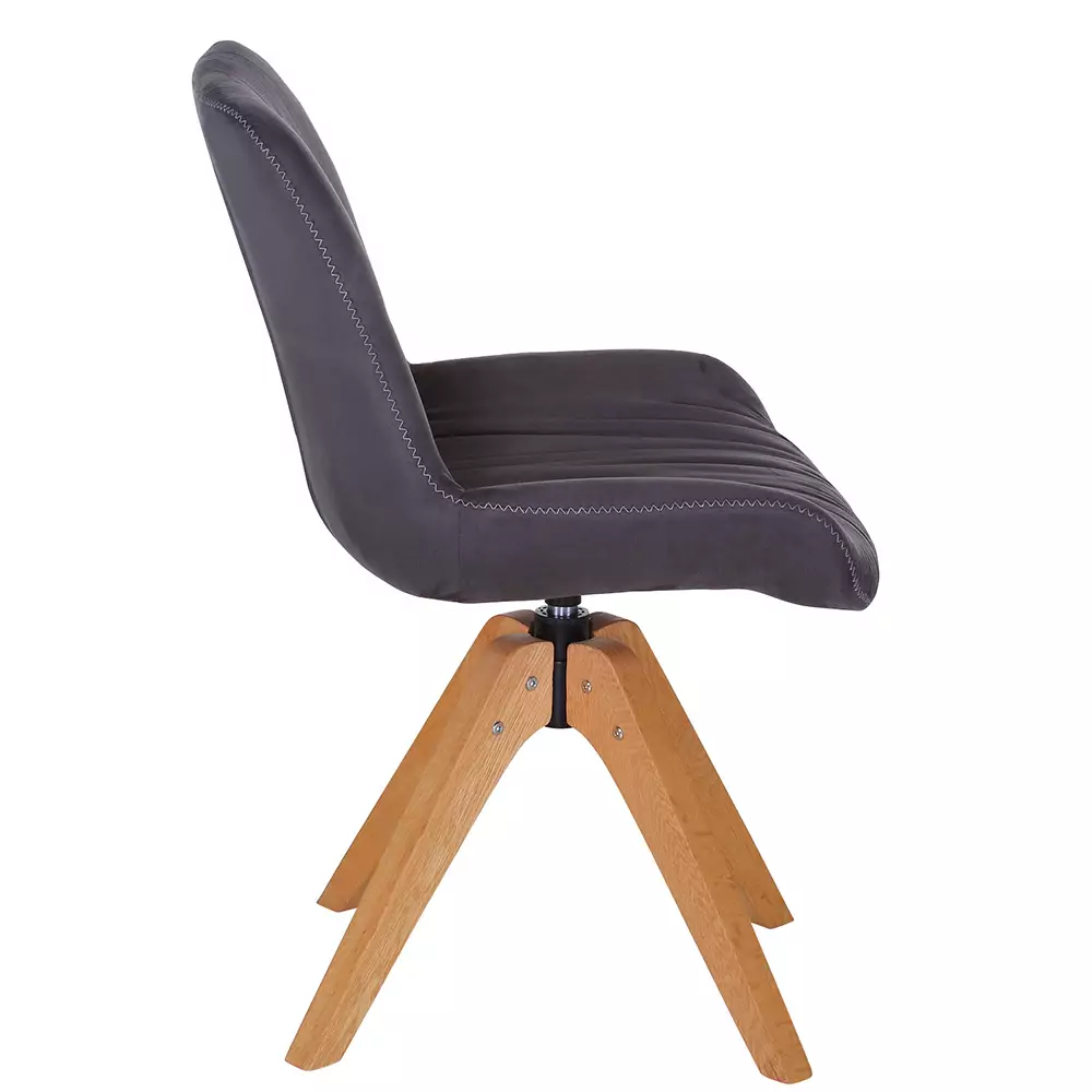 Lomadox Esszimmerstuhl 2er-Set Kunstleder in dunkelgrau TARRAS-123 mit Stativgestell in Eiche, 360° drehbar, B/H/T: ca. 55/84/60 cm Flash Sale
