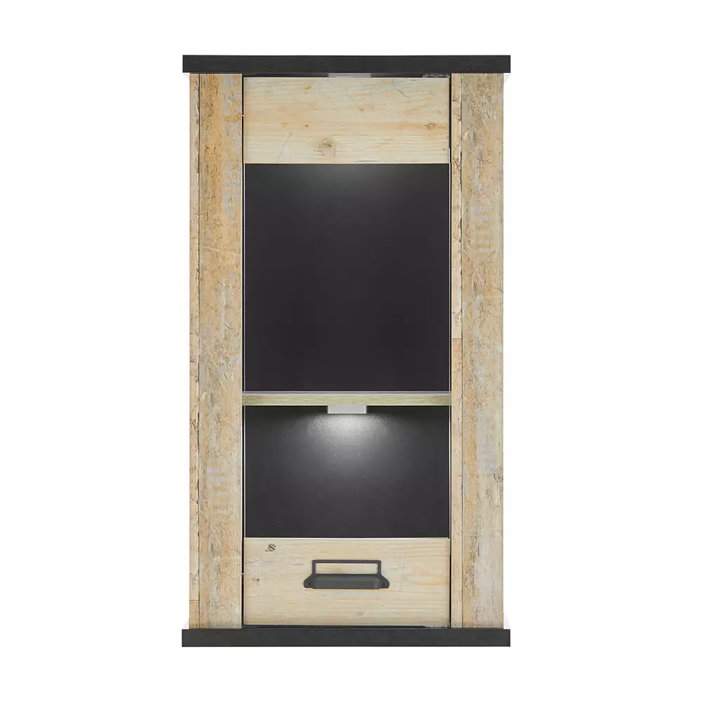 Lomadox Hängeschrank inkl. Tür mit Glasapplikationen SHELTON-61 in Old Style hell Nb. mit anthrazit, B/H/T ca. 50/90/31 cm Weihnachtsangebot