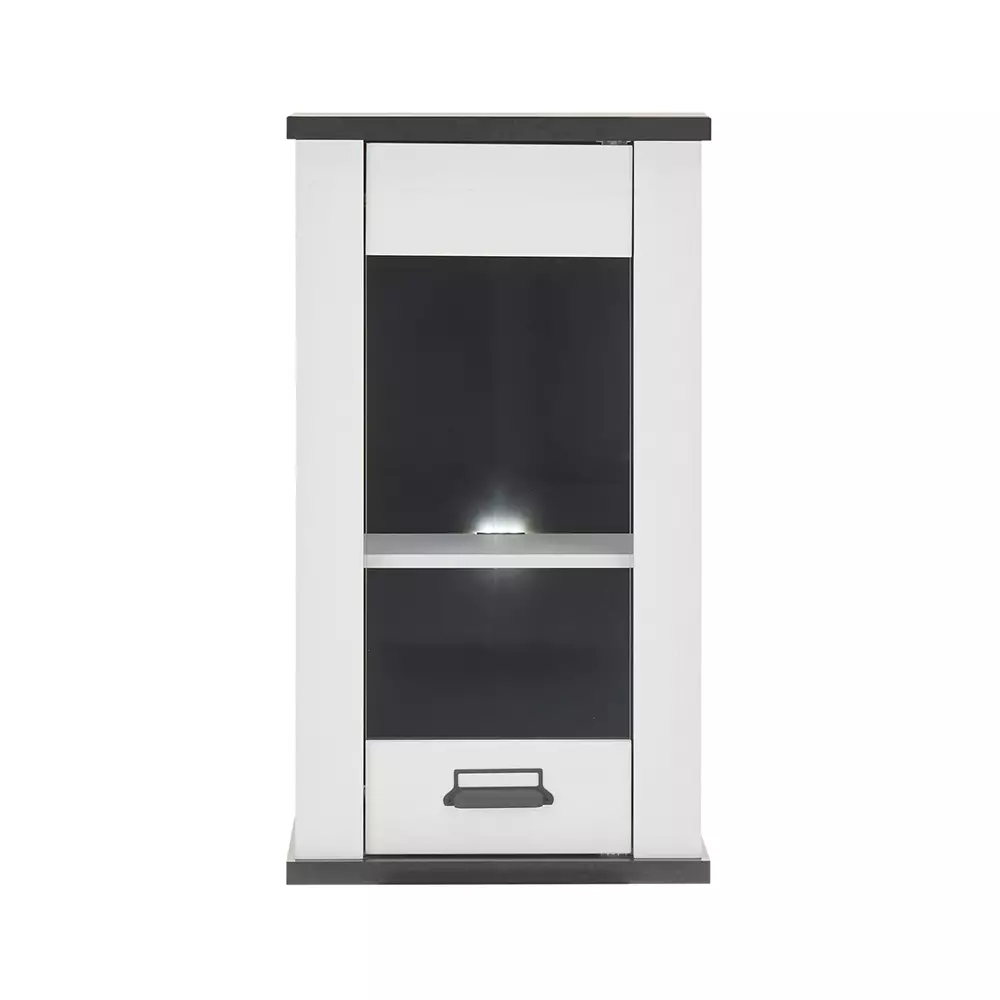 Lomadox Hängeschrank inkl. Tür mit Glasapplikationen SHELTON-61 in Pinie weiß Nb. mit anthrazit, B/H/T ca. 50/90/31 cm