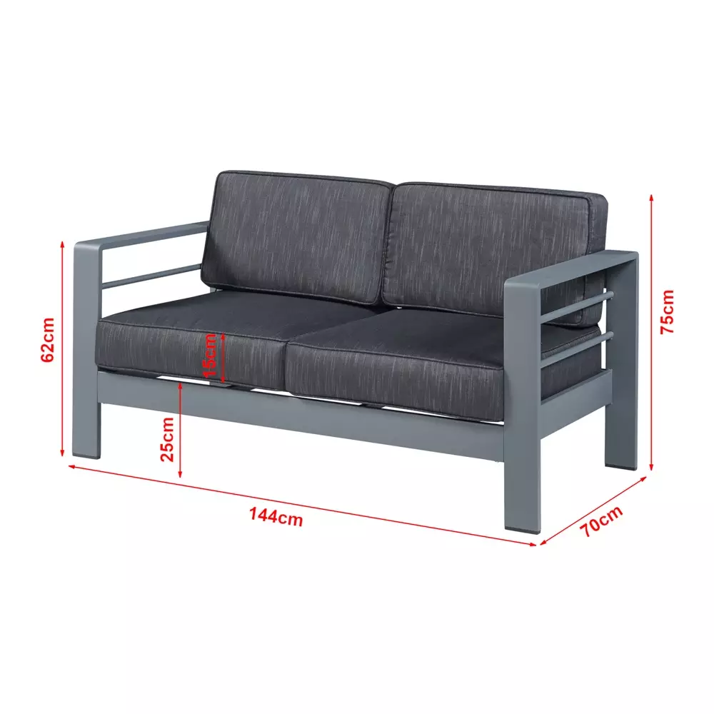 Lomadox 2-Sitzer Outdoor-Sofa AACHEN-100 Aluminium Dunkelgrau Saisonale Angebote