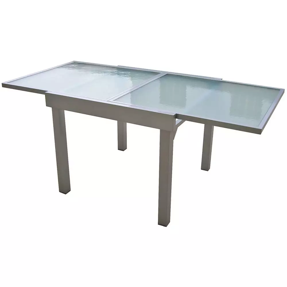 Lomadox Ausziehtisch mit Glasplatte GARDA-120 in grau, B/H/T: ca. 90-180/75/90 cm
