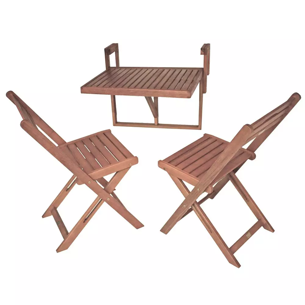 Lomadox Balkon Hängetisch Set GARDA-120 aus Eukalyptus