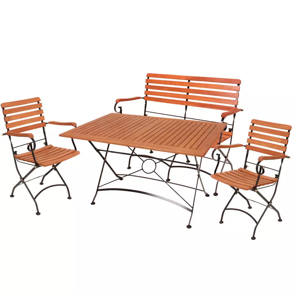 Lomadox Balkon Set 4-tlg. aus Eukalyptus GARDA-120 in braun